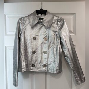 Lauren Ralph Lauren metallic silver double-breasted jacket Women’s Medium